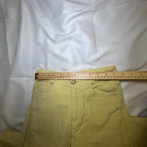 Paloma Flared Leg Pants Mid-Rise Fit Soft Corduroy Wool Fabric Sunny Yellow W 34 - Picture 10 of 12